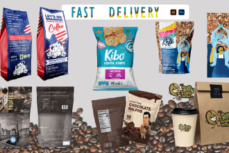 unique coffee packaging, chili label, chocolate, chips, and mylar bag design