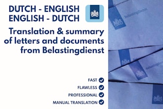 translate dutch irs letters belastingdienst and summarize to english
