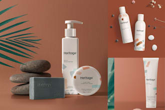 create custom, cosmetic, skincare, packaging label and box design