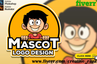 draw a cute cartoon character logo design