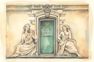 illustrate ink and watercolor postcards