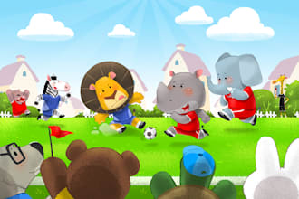 draw awesome children book style illustration for everything