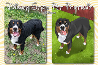 draw a cute disney style pet portrait