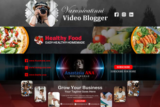 design youtube banner or channel art gaming banner facebook twitter cover