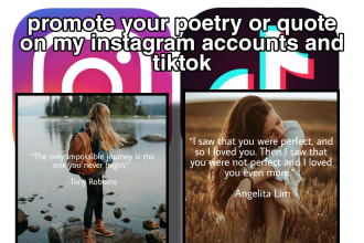 promote your poetry or quote on two instagram accounts and tiktok