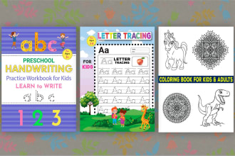 create kids coloring book cover kids activity book interior cover design for KDP
