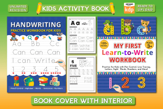 create kids coloring book cover kids activity book interior cover design for KDP