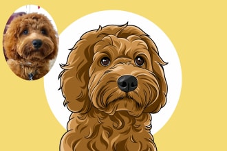 draw a cute cartoon portrait of your pet