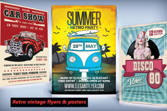 create retro vintage club, halloween, party and event poster flyer