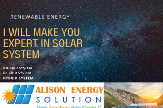 make you expert in pv solar energy on of grid hybrid  design