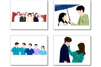 make korean drama or idol group illustration of your choice