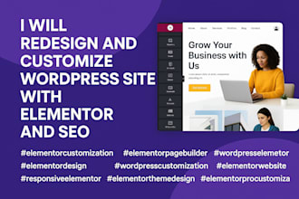 redesign and customize wordpress site with elementor and SEO