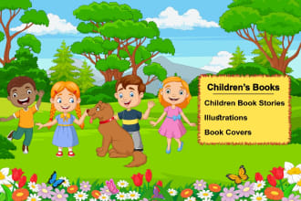 write a children book stories book cover illustration