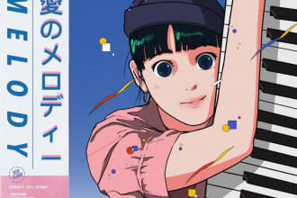 create retro japanese city pop 80s illustration