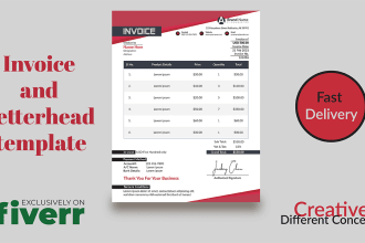create digital invoice and letterhead template in 20 hours