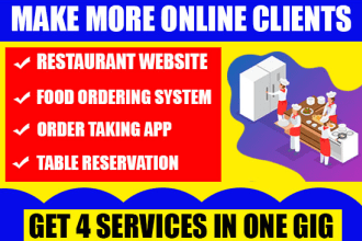 design restaurant website with online food ordering and table booking