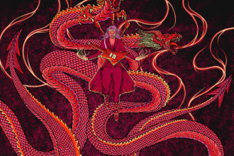 draw detailed dark art album cover illustration and poster