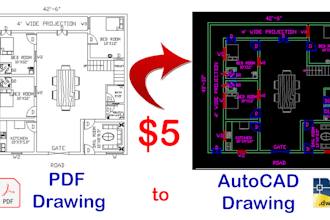 convert pdf, jpg, sketch to dwg autocad files in 1 day