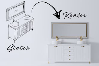 sketch or design custom furniture with 3d renderings