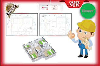 draw 2d drawings  floor plans also convert PDF jpg to autocad