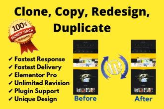 clone duplicate copy redesign any website using wordress elementor pro