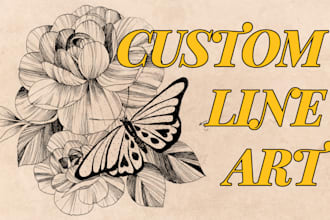 create unique tattoo style floral and animal line art