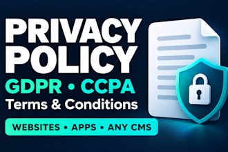 write gdpr and ccpa privacy policy, terms and conditions for your website