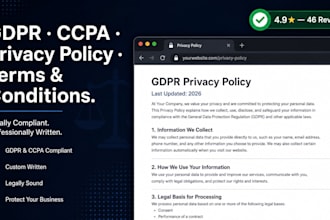 write gdpr ccpa privacy policy terms and conditions for shopify etsy amazon