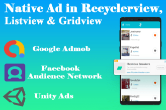 integrate native ads within recyclerview, listview in your android studio apps