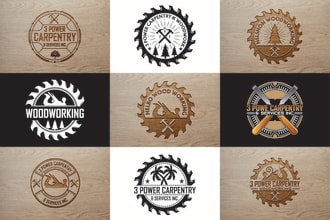 design wood, carpentry, and woodworking logo