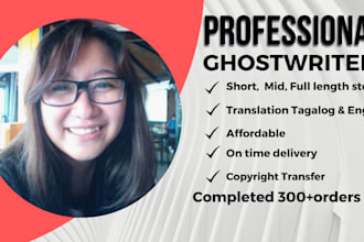 ghostwrite your story or novel in any genre