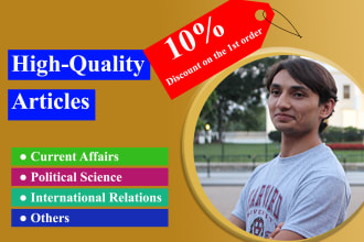 write articles on international relations and political science for your website
