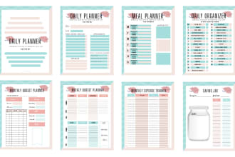 design printable planners, log, scheduler, tracker, journal