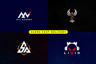 minimalist line art text or gaming icon logo design