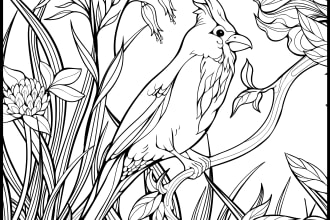 send you 50 pages coloring beautiful birds
