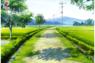 create anime, game, and visual novel background painting