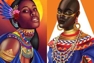 draw african american masterpiece and wall art illustration