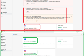 fix issues of instagram shop facebook shop shopify store