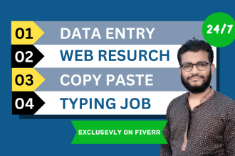 do data entry, web research, copy paste, and typing job