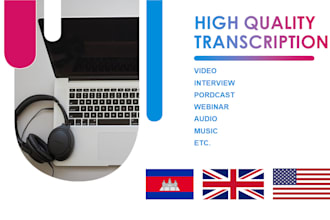 transcribe audio and video in english or khmer