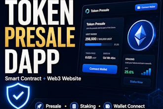 develop a secure token presale, ico, staking