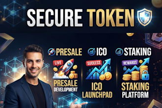 develop a secure token presale, ico, staking