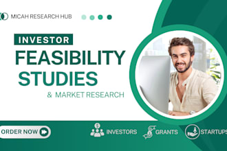 do feasibility study analysis, market research and pitch decks