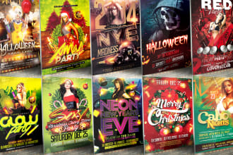 design christmas, halloween, new year, party, event flyer or poster