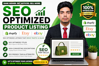 create SEO product listings for shopify, etsy and ebay