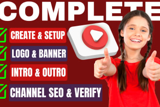 create and setup youtube channel with logo, anime banner, intro, outro, SEO