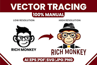 fix, redo, recreate, enhance, revamp, remake logo and image to vector tracing