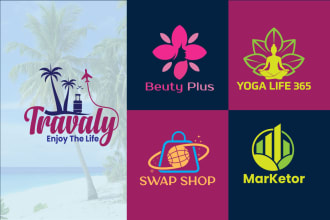 do finance, travel, credit repair, yoga, skin care, marketing agency logo design