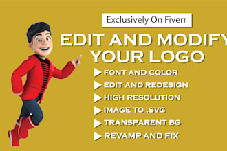 redesign edit modify color change and vectorize your logo