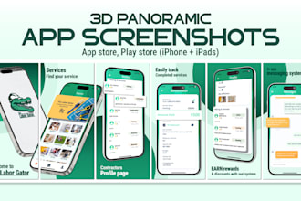 design 3d panoramic app screenshots, app store, play store